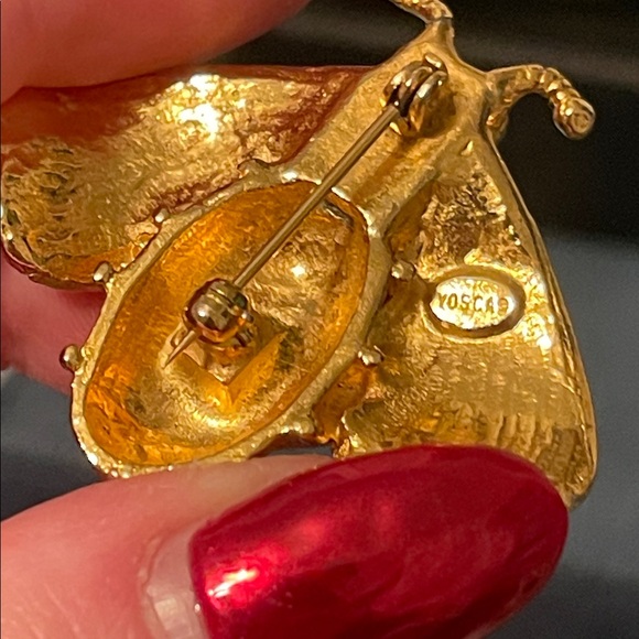 Vintage Gerard Yosca Gold & Rhinestone Bee Brooch - Picture 6 of 6